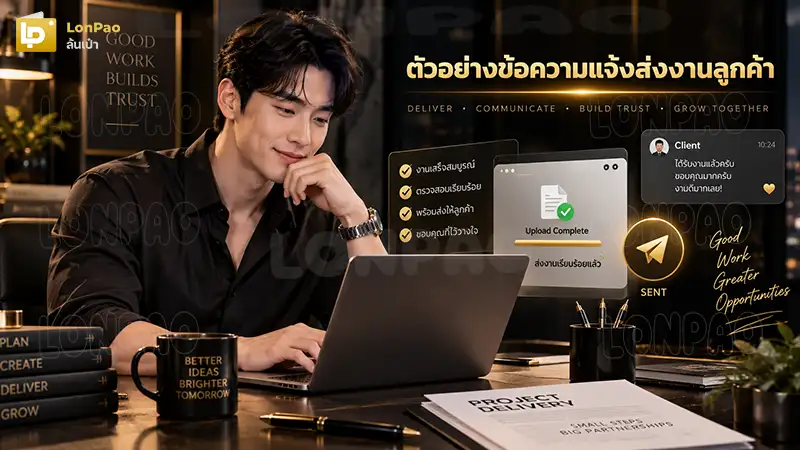 ตัวอย่างข้อความแจ้งส่งงานลูกค้า