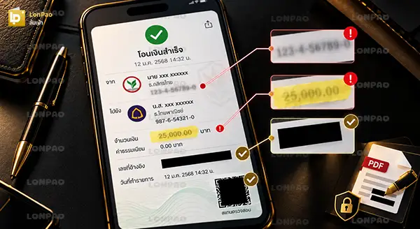 โพสต์สลิปโอนเงิน ต้องปิดข้อมูลอะไร